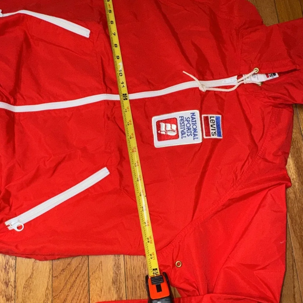 Vintage 60s Levis Hooded National Sports Festival Jacket Light Windbreaker M Red